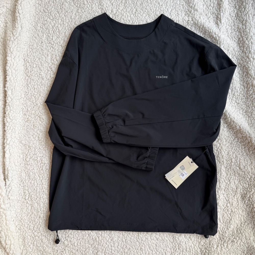 Tenore NWT Woven Pullover Crew Black Flow State Techwear Top TNWSB006 S/M